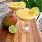 Frozen Banana Mango Margaritas ~ Sumptuous Spoonfuls #tropical #margarita #recipe