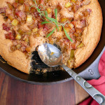 Lavender Rhubarb Cobbler Cake ~ Sumptuous Spoonfuls #rhubarb #lavender #cobbler #dessert #recipe