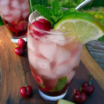 Cherry Lime Mojitos ~ Sumptuous Spoonfuls #mint #lime #cherry #rum #cocktail #recipe