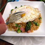 Ham & Asparagus Breakfast QUinoa ~ Sumptuous Spoonfuls #cheesy #breakfast #quinoa #egg #recipe