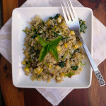 Basil Spinach & Corn Quinoa ~ Sumptuous Spoonfuls #vegetarian #glutenfree #quinoa #recipe