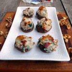 Bacon Walnut Blue Cheese Stuffed Mushrooms ~ Sumptuous Spoonfuls #bacon #bluecheese #stuffed #mushrooms #recipe