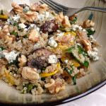Roasted Mushroom Kale Quinoa Salad with blue cheese crumbles & toasted walnuts ~ Sumptuous Spoonfuls #mushroom #kale #quinoa