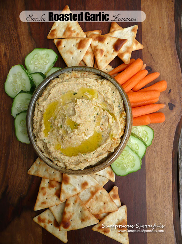 Smoky Roasted Garlic Zummus (Zucchini Hummus) ~ Sumptuous Spoonfuls #zucchini #hummus #recipe