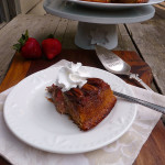 Strawberry Rhubarb Upside Down Cake ~ Sumptuous Spoonfuls #summer #fruity #caramel #cake #recipe