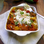 Summer Garden Curry Baked Eggs ~ Sumptuous Spoonfuls #garden #tomato #spicy #curry #breakfast #recipe