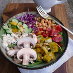 Turmeric Roasted Eggplant & Chickpea Salad ~ Sumptuous Spoonfuls #deconstructed #hummus #salad #eattherainbow