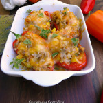 Cheesy Sausage & Corn Stuffed Peppers ~ Sumptuous Spoonfuls #StuffedPeppers #Recipe