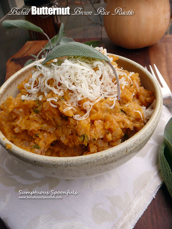 Baked Butternut Brown Rice Risotto ~ Sumptuous Spoonfuls #easy #healthy #risotto #recipe