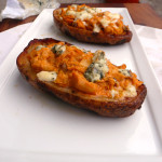 Buffalo Chicken Stuffed Potato Skins ~ Sumptuous Spoonfuls #spicy #appetizer #recipe