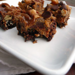 Chocolate Caramel Nut Magic Bars ~ Sumptuous Spoonfuls #orgasmic #chewy #layer #bars #recipe