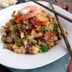 Cashew Shrimp Cauli-Fried Rice ~ Sumptuous Spoonfuls #Cauliflower #Dinner #Recipe #Lowcarb #Healthy #Delicious