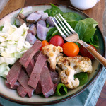 Corned Beef & Cabbage Salad w Roasted Cauliflower and Creamy Dijon Dressing ~ Sumptuous Spoonfuls #Irish #Salad #Recipe