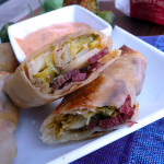 Corned Beef & Mini Cabbage Egg Rolls ~ Sumptuous Spoonfuls #BrusselSprouts #CornedBeef #recipe