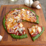 Chicken Mushroom Pizza with Spinach Crust ~ Sumptuous Spoonfuls #healthy #pizza #recipe #quick