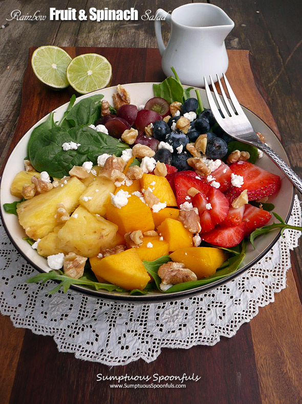 Rainbow Fruit Spinach Salad Sumptuous Spoonfuls