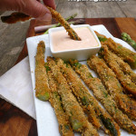 Baked Sriracha Ranch Asparagus Fries ~ Sumptuous Spoonfuls #crispy #asparagus #appetizer #recipe