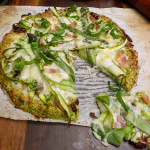 Bacon Asparagus Ribbon Pizza with Zucchini Crust ~ Sumptuous Spoonfuls #healthy #flourless #pizza #recipe