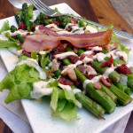 Bacon Asparagus Sun-dried Tomato Salad w/Bacon Ranch Dressing ~ Sumptuous Spoonfuls #bacon #salad #recipe