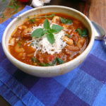 Smoky Supper Soup ~ A hearty meal in a bowl, with a nice smoky flavor from grilling the veggies ~ Sumptuous Spoonfuls #soup #recipe