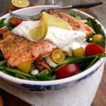 Smoky Lemon Roasted Salmon with Lemon Tahini Yogurt Sauce ~ Sumptuous Spoonfuls #easy #dinner #recipe