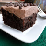 Bailey's Chocolate Poke Cake ~ Sumptuous Spoonfuls #boozy #Irish #chocolate #cake #recipe