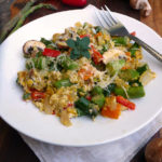 Asparagus Sweet Pepper Egg Scramble ~ Sumptuous Spoonfuls #breakfast #scramble #recipe