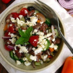 Mediterranean Mixed Bean Salad with Artichokes & Marinated Feta Cheese ~ Sumptuous Spoonfuls #healthy #bean #salad #recipe