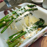 Four Cheese Garlic Roasted Asparagus ~ Sumptuous Spoonfuls #cheese #asparagus #recipe