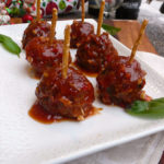Maple Bourbon Cocktail Meatballs ~ Perfect for your holiday parties, these meatballs are swimming in a sweet maple bourbon sauce that everyone will love!