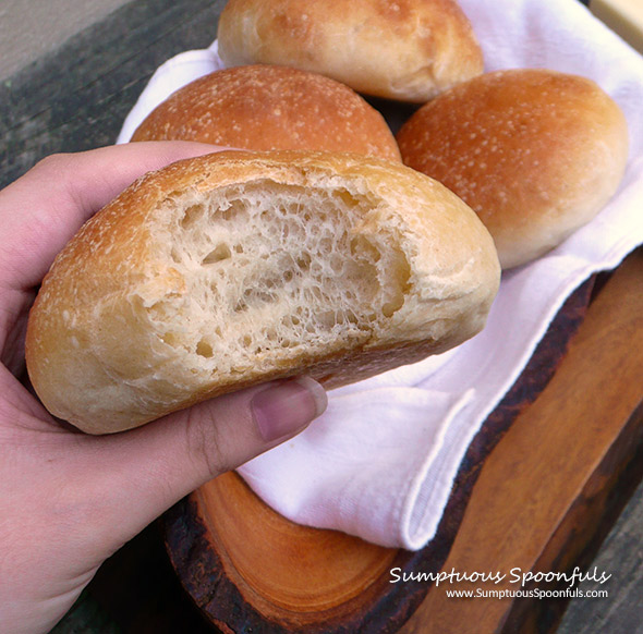 Crusty Sourdough French Bread Rolls ~ Sumptuous Spoonfuls #bread #recipe