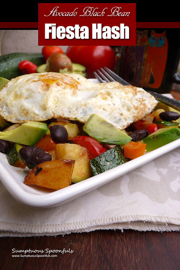 Avocado Black Bean Fiesta Hash ~ delicious, healthy Mexican-style hash that's loaded with fiesta flavor!