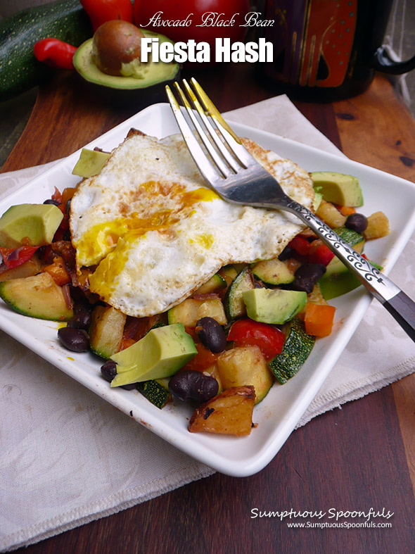 Avocado Black Bean Fiesta Hash ~ delicious, healthy Mexican-style hash that's loaded with fiesta flavor!