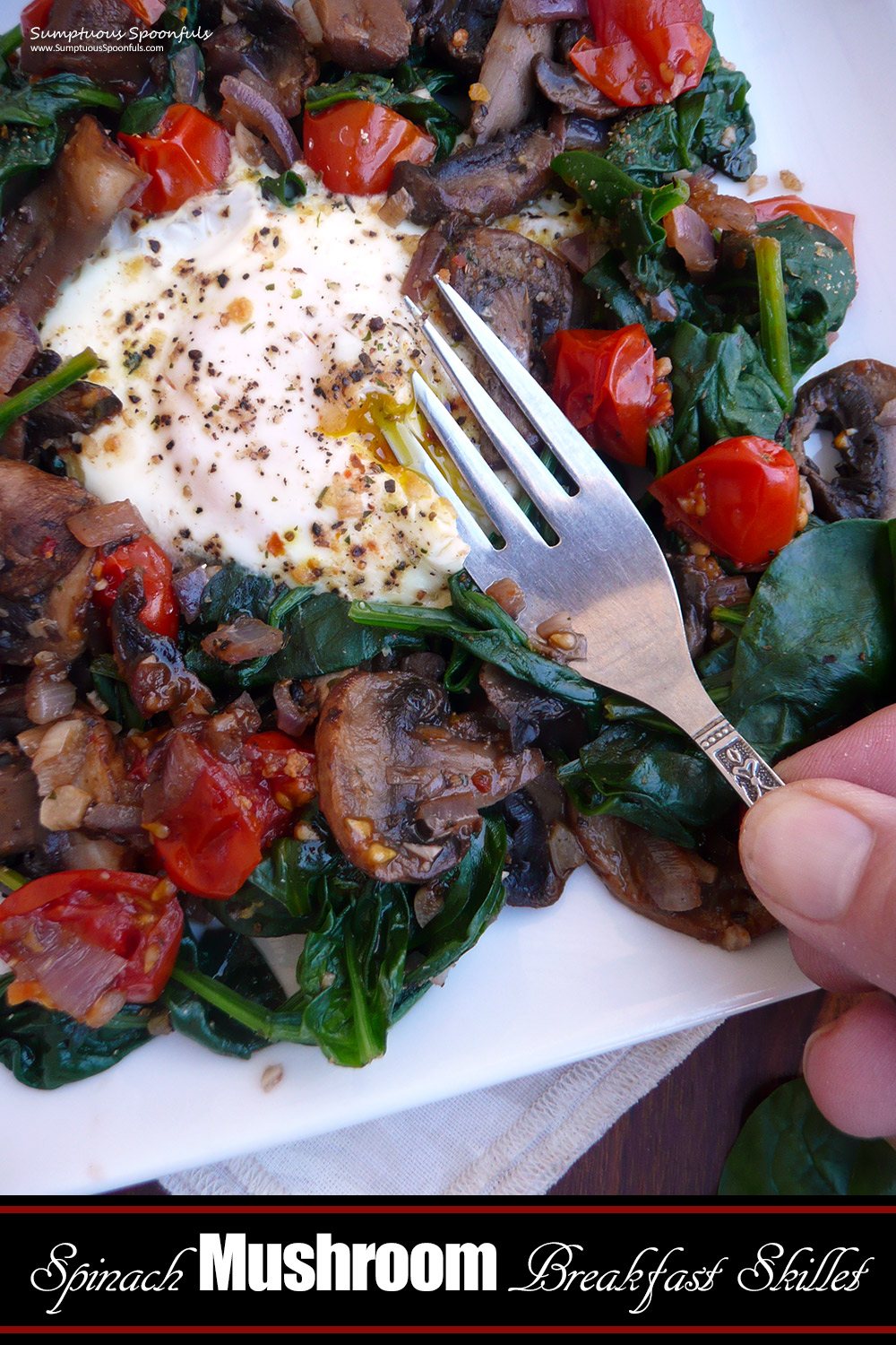 Spinach Mushroom Breakfast Skillet-image for pinning