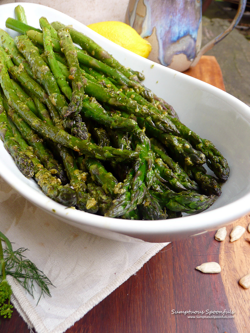 Sunflower Dill Pesto Roasted Asparagus