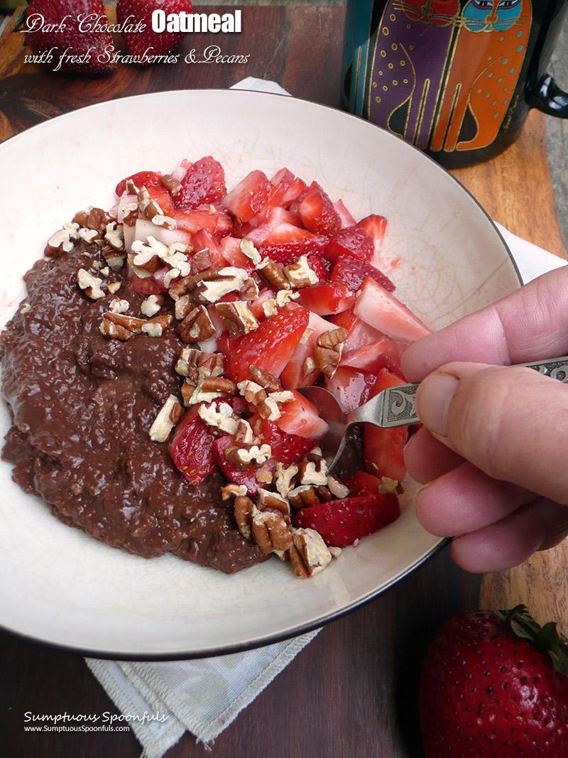 Dark Chocolate Oatmeal with Strawberries & Pecans