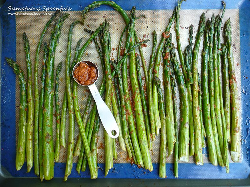 Sun dried tomato pesto roasted asparagus