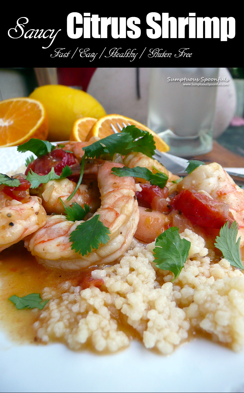 Saucy Citrus Shrimp - pinnable image