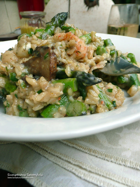 Seafood & Asparagus Baked Brown Rice Risotto | Sumptuous Spoonfuls
