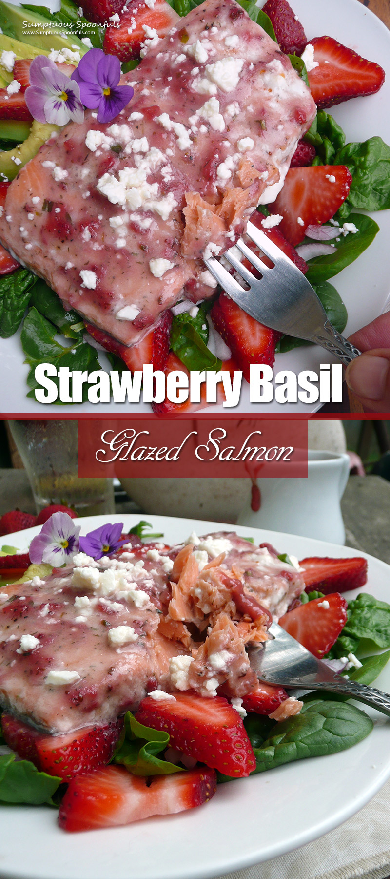 Strawberry Basil Glazed Salmon long pinterest worthy image