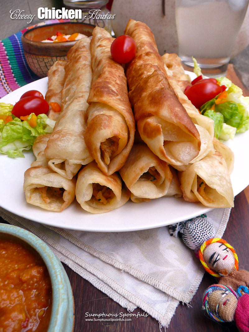 Cheesy Chicken Flautas - side view