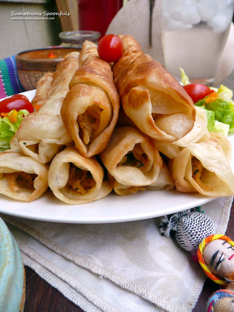 Cheesy Chicken Flautas - gazing into the tubes of crunchy chicken-y goodness