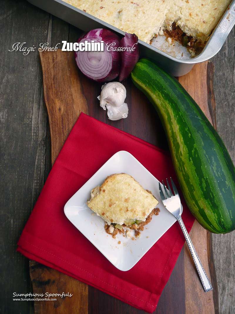 Magic Greek Zucchini Casserole uses the moisture from the zucchini to cook the quinoa (or rice) - first image