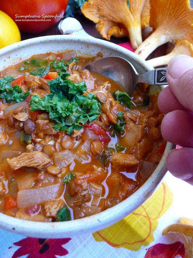 Chanterelle Tomato Lentil Stew | Sumptuous Spoonfuls