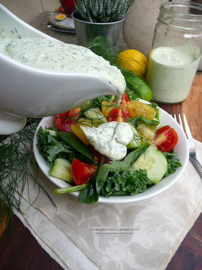 Creamy Cucumber Fennel Salad Dressing | Sumptuous Spoonfuls