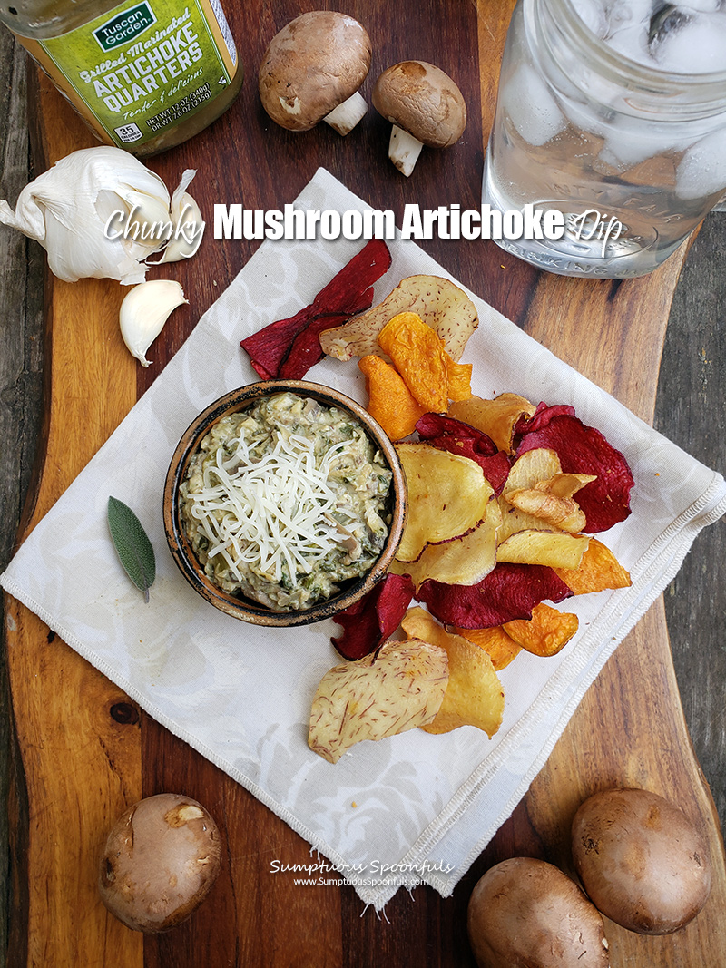 Chunky cheesy mushroom artichoke dip ... it's Umami in a bowl!